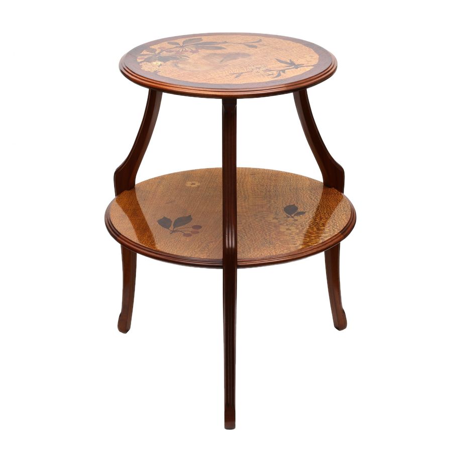 Antique Boudoir table Art Nouveau, inlaid wood. Louis MAJORELLE (1859-1926).