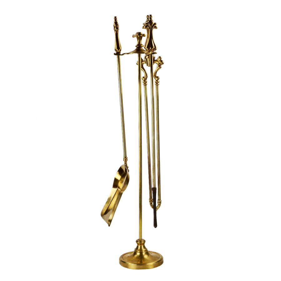 Antique Fine, gilded bronze fireplace set in Louis XV style. 19th century.