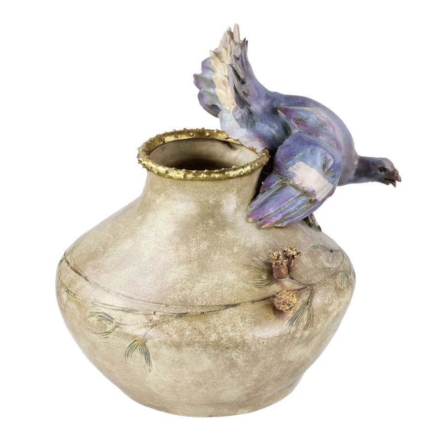 Antique Ceramic cache-pot. Eduard STELLMACHER. 1905