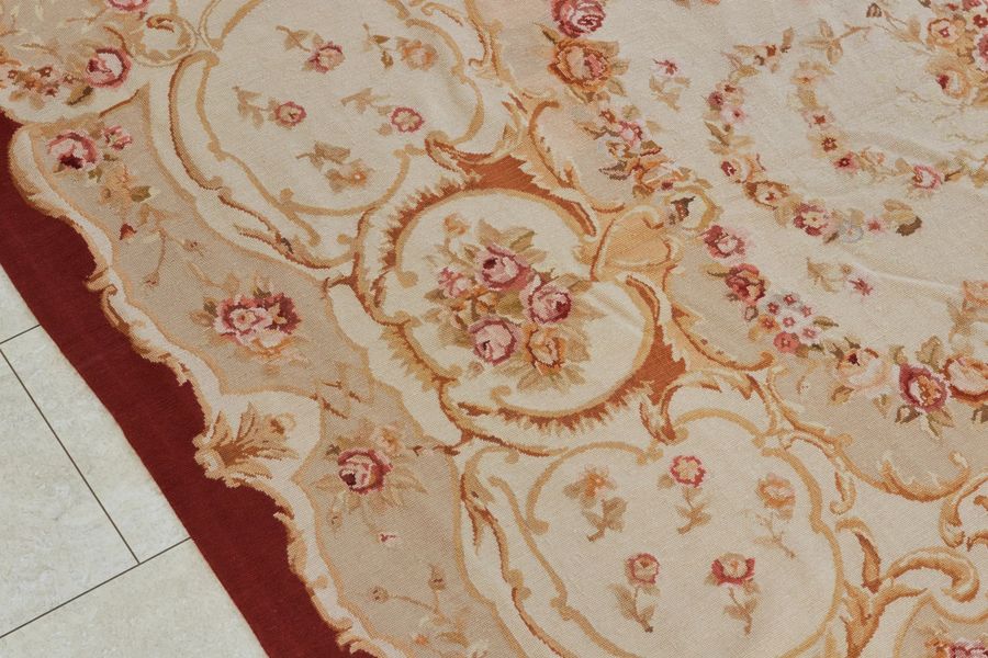 Antique 19th century French carpet in Aubusson style.