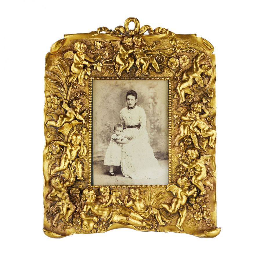 Non-trivial photo frame of gilded bronze in the Neo-Baroque style, the turn of the 19th-20th cent...