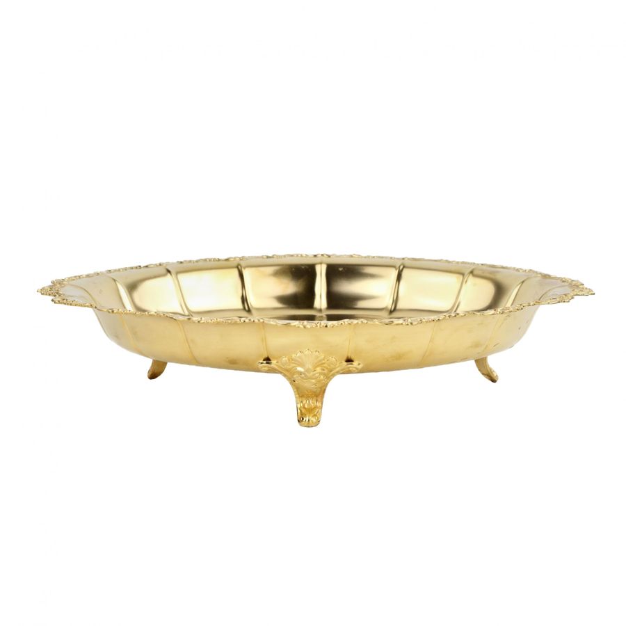 Antique Silver and gilded dish on three legs, in the style of historicism. Latvia 1930s.