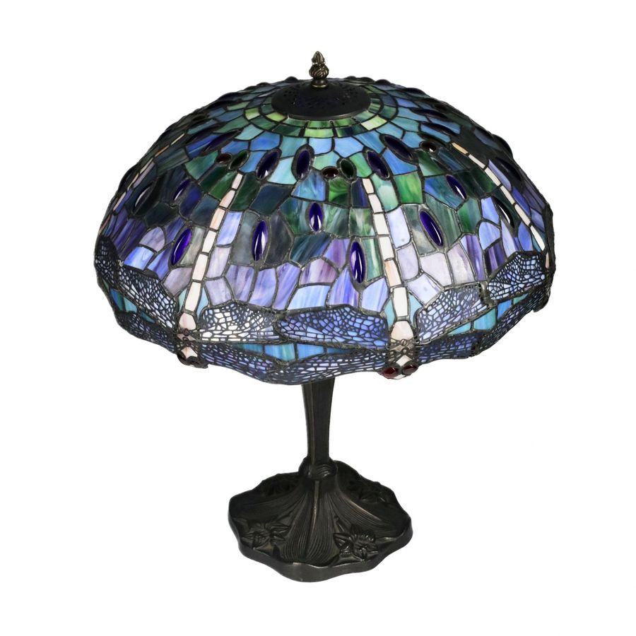 Antique Stained glass lamp in Tiffany style. 20th century.