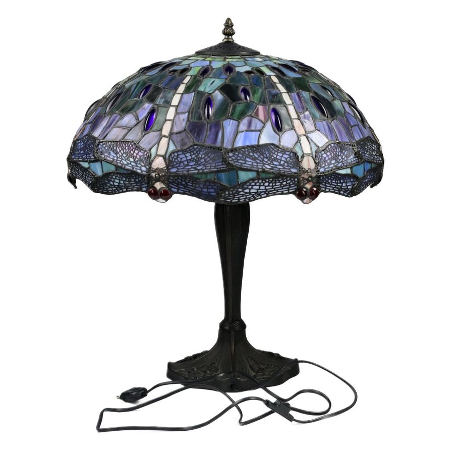 Antique Stained glass lamp in Tiffany style. 20th century.