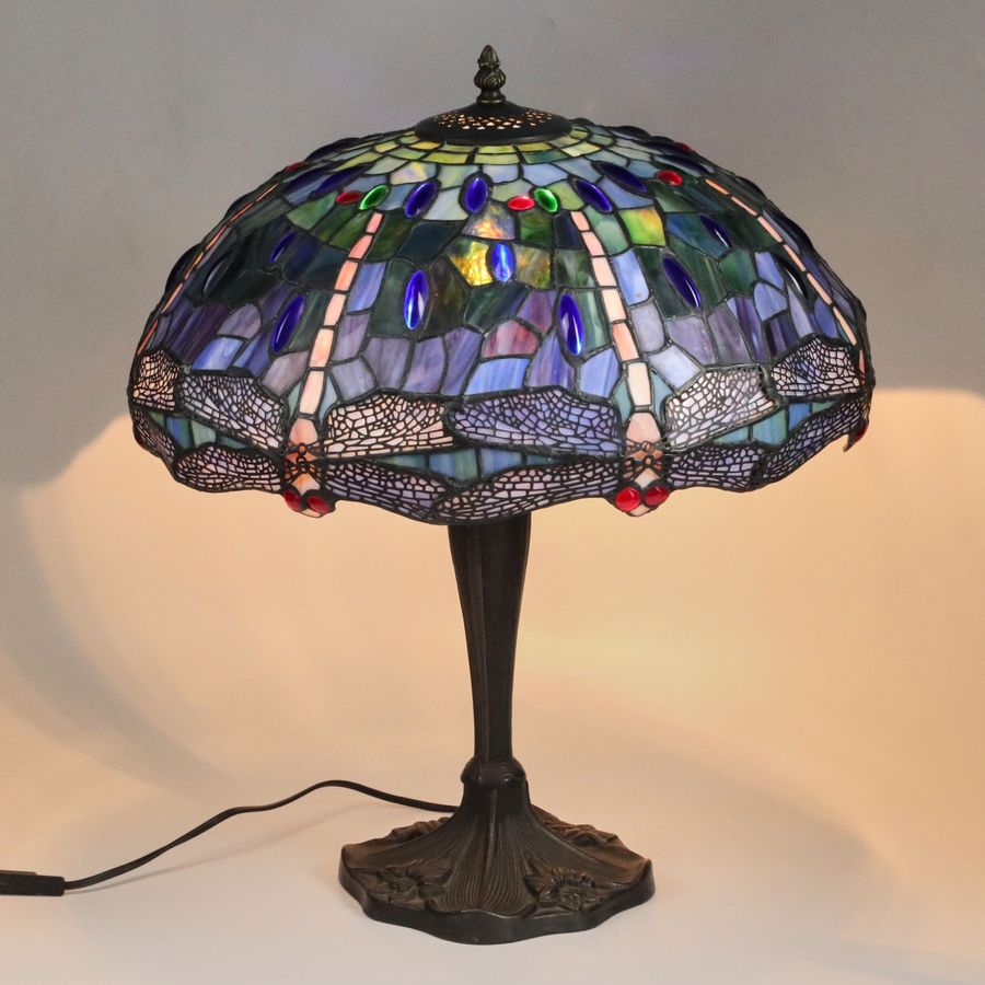 Antique Stained glass lamp in Tiffany style. 20th century.