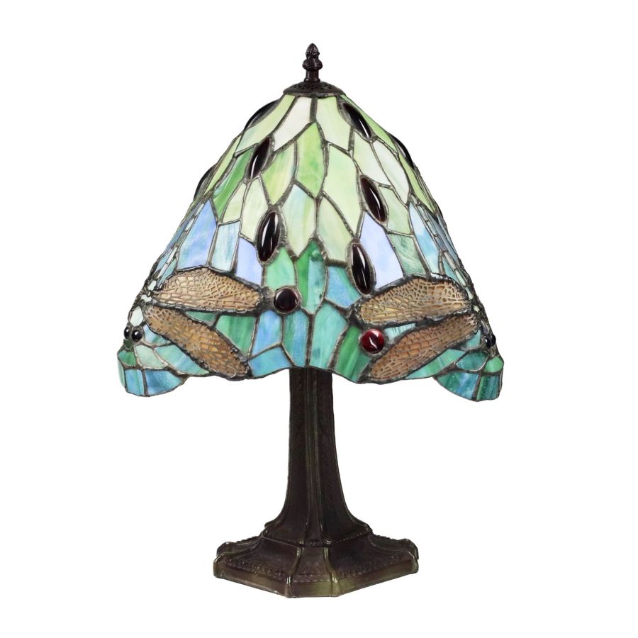 Antique Elegant stained glass table lamp in Tiffany style. 20th century.