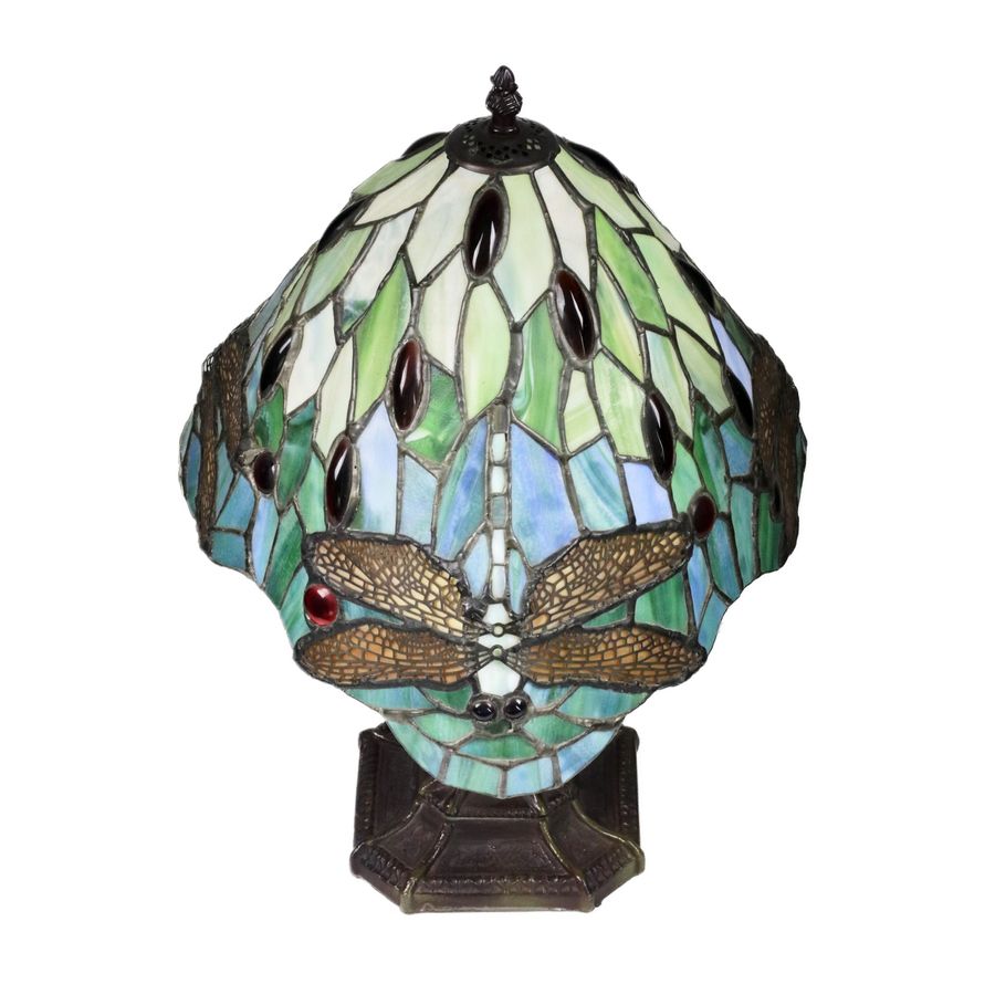 Antique Elegant stained glass table lamp in Tiffany style. 20th century.