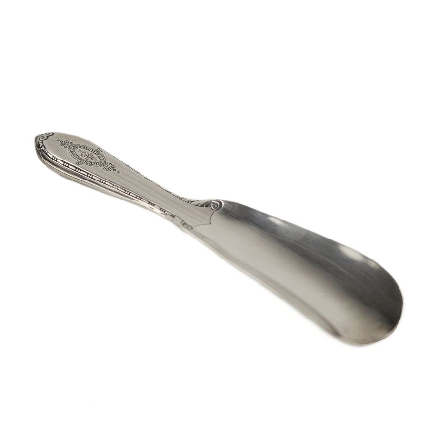 Antique Original silver shoehorn in its own case. 20th century.