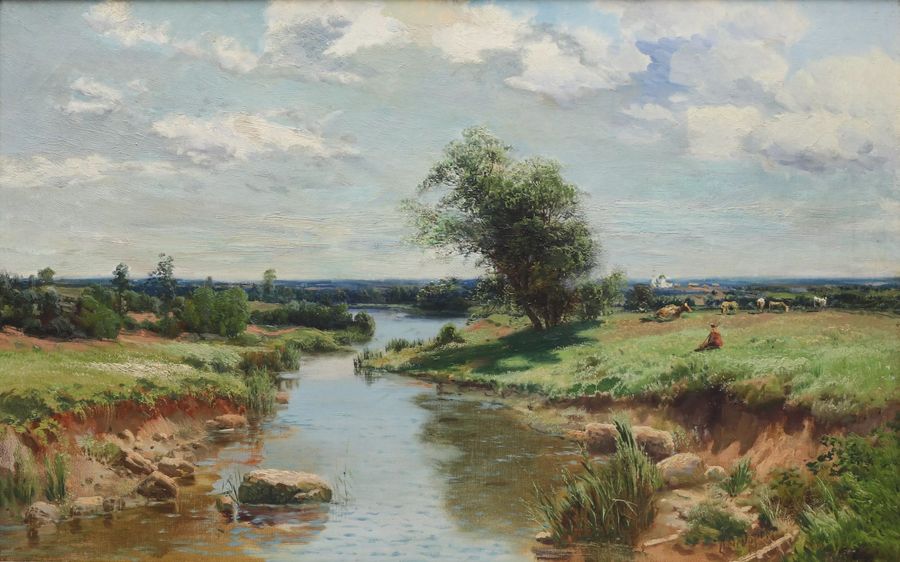 Antique Semyon Fedorov. Landscape Summer day. Second half of the 19th century.