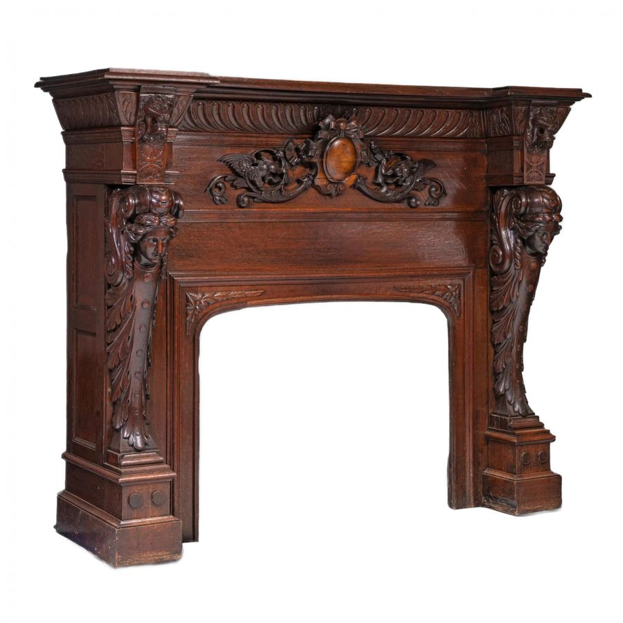 Carved oak fireplace in Renaissance style.