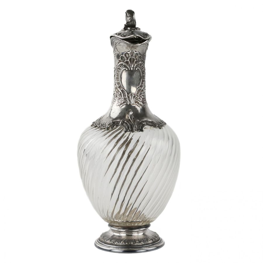 Antique Glass wine jug in silver. France 19th century.