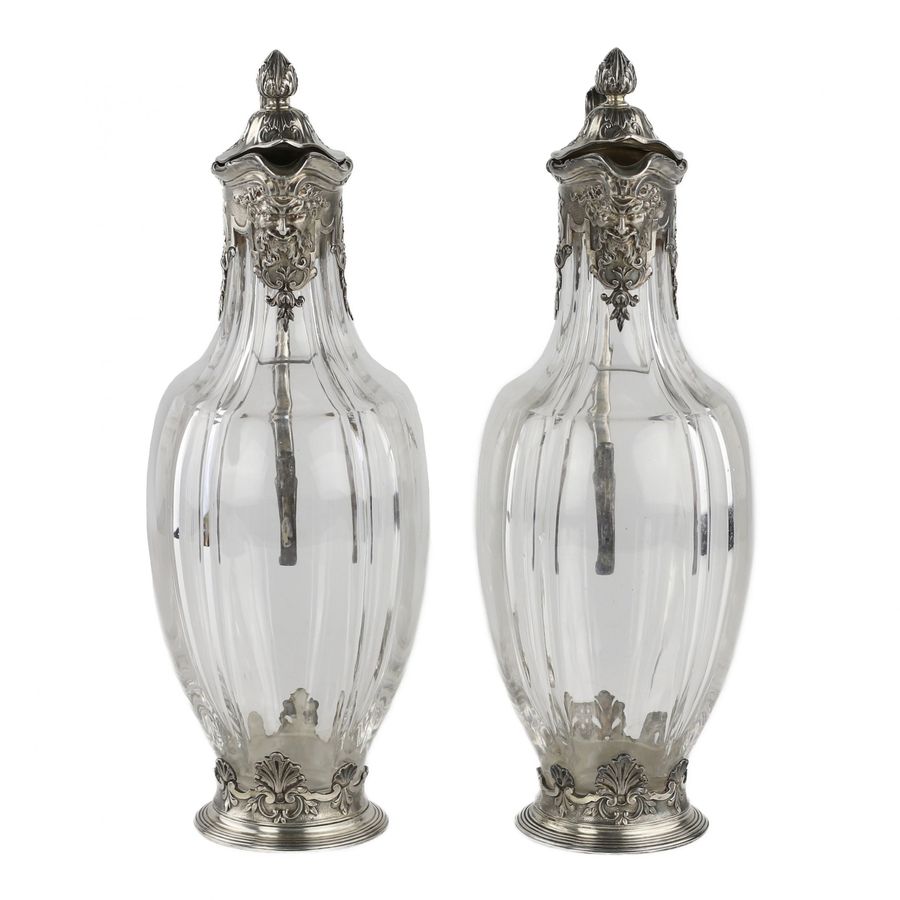 Antique A pair of Regency style crystal jugs in silver from CHRISTOFLE.