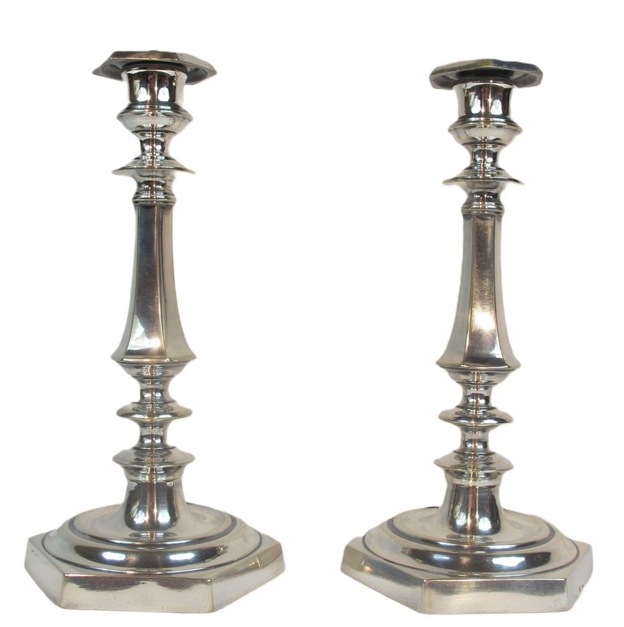 Pair Of Louis XIV Style Silvered Bronze Candlesticks