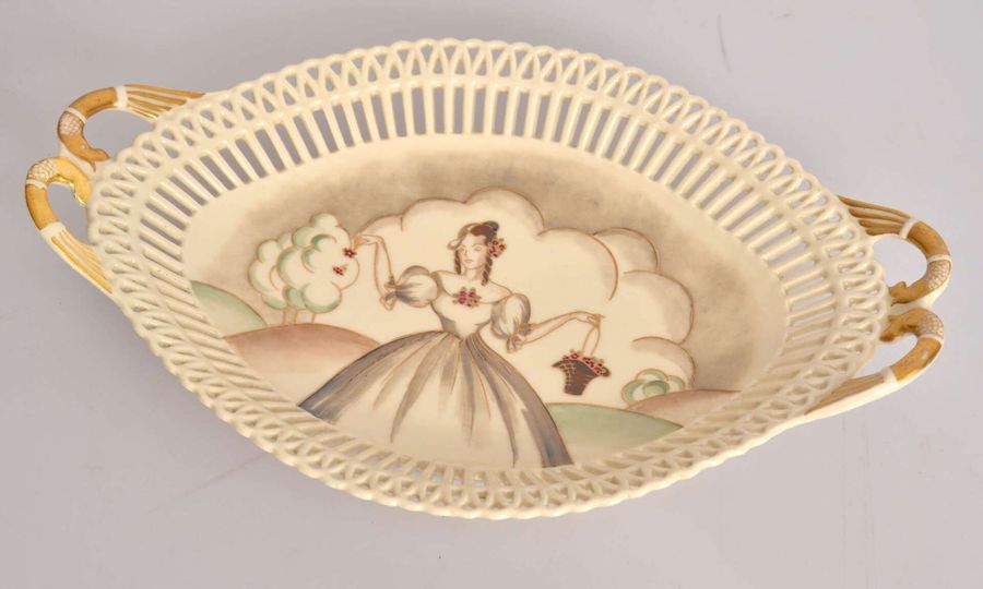 Antique Decorative porcelain plate Flower girl