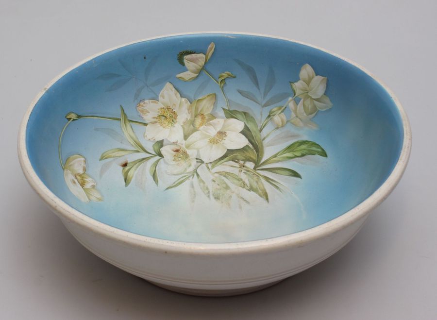 Antique Large porcelain bowl with flowers