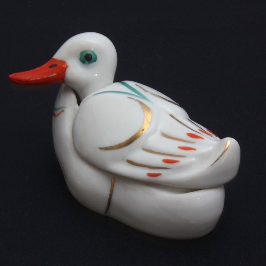 Antique Porcelain mustard utensil Duck