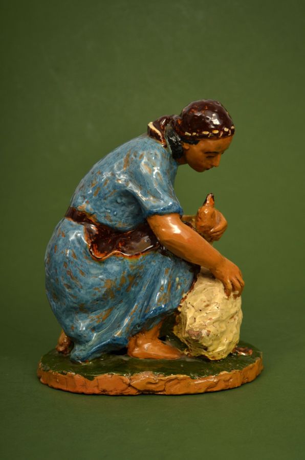 Antique Ceramic figure Girl with a goose