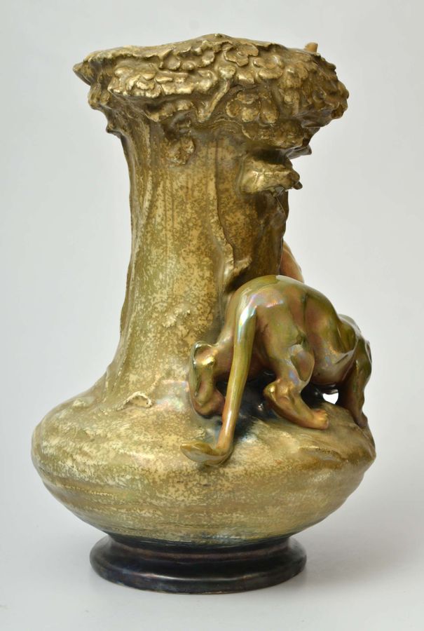 Antique Austrian Art Nouveau vase with lions