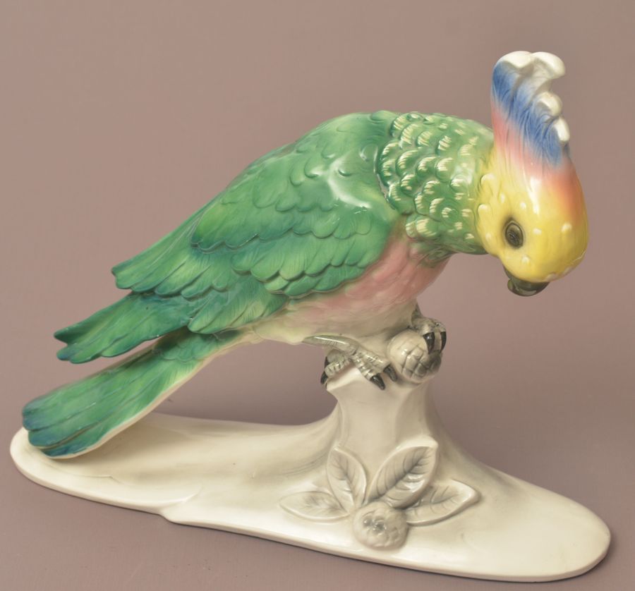 Antique Faience figure Parrot