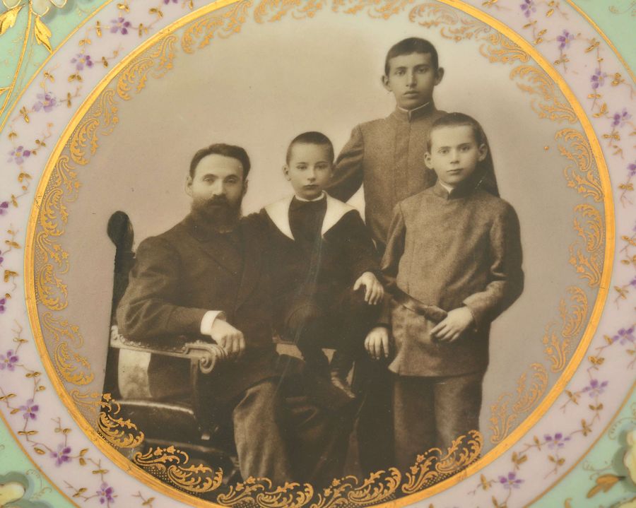 Antique Porcelain plate with family photo