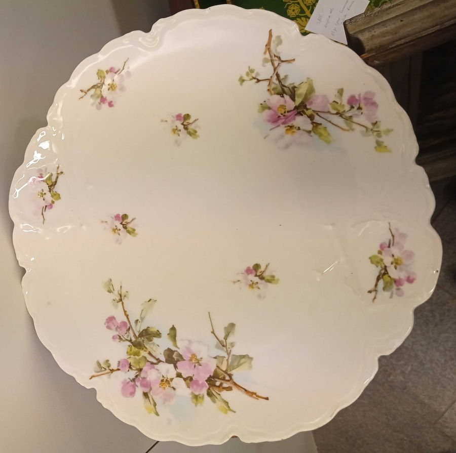 Antique Porcelain plate Pink flowers