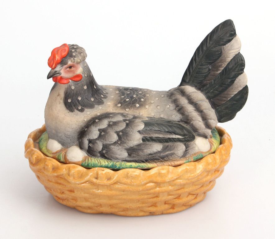 Antique Porcelain egg dish Chicken