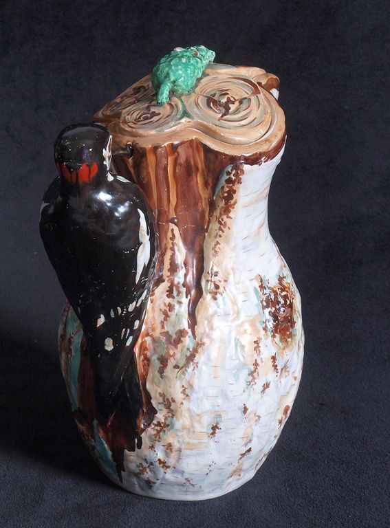 Antique Porcelain kettle with lid `Woodpecker`