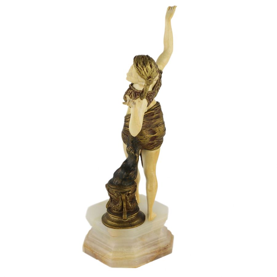 Antique Chryselephantine figurine. Bronze and ivory. Salammbô, circa 1920