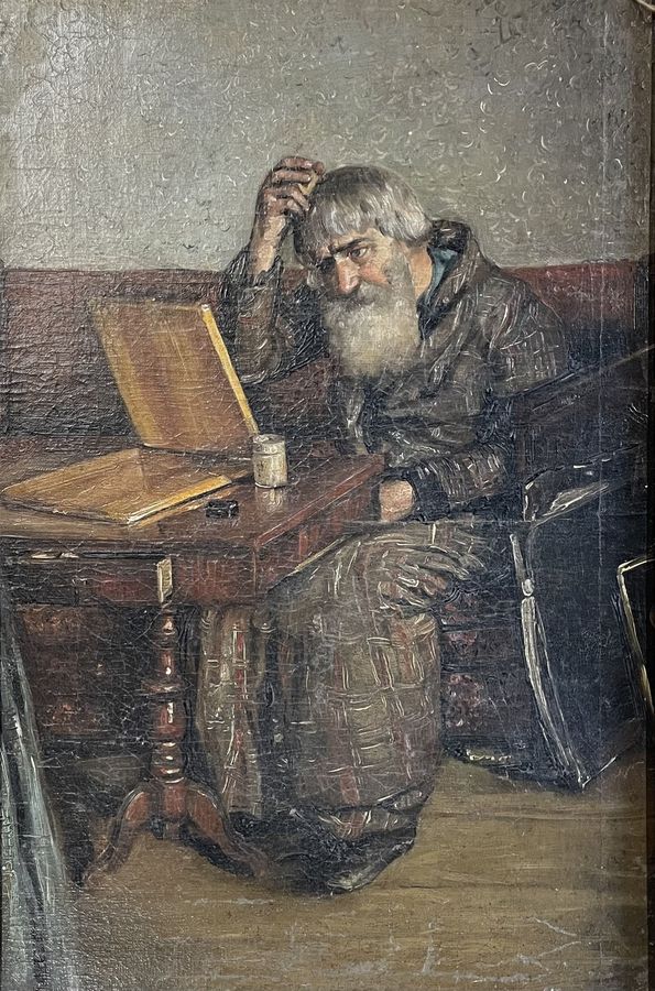 Antique Russian School, 18th Century: Man Combing His Hair, Oil on Canvas