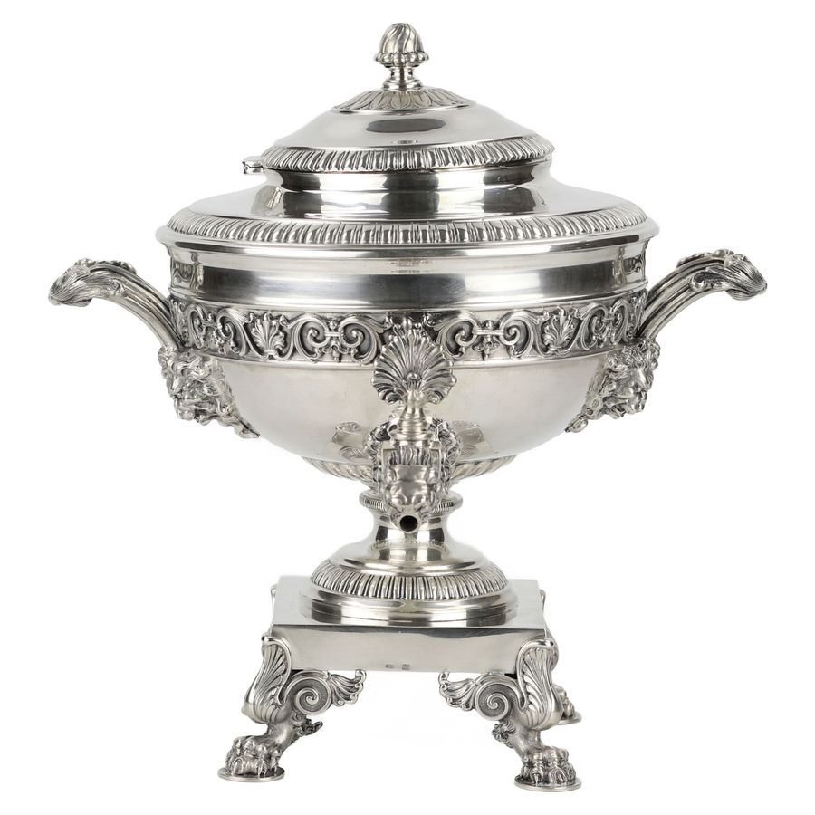 Antique Silver teapot-samovar, First Silver Artel. Saint Petersburg, early 20th century.