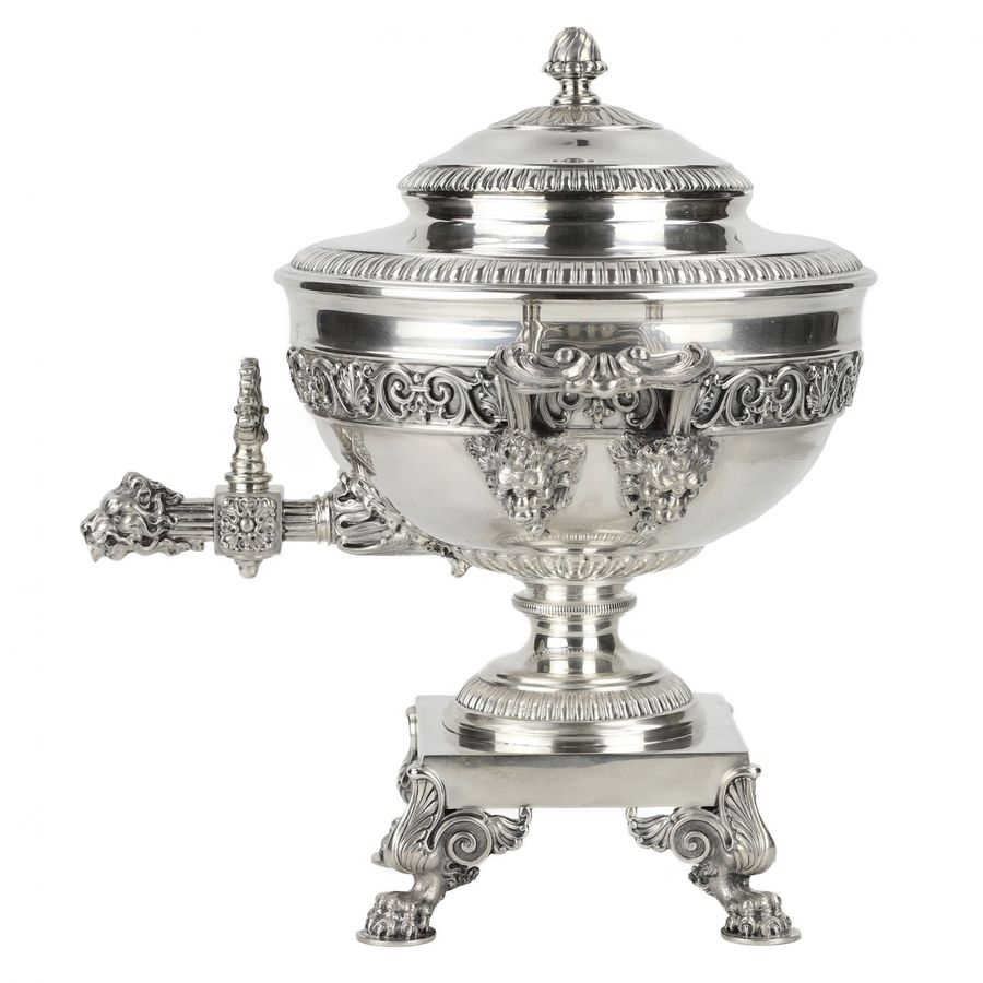 Antique Silver teapot-samovar, First Silver Artel. Saint Petersburg, early 20th century.