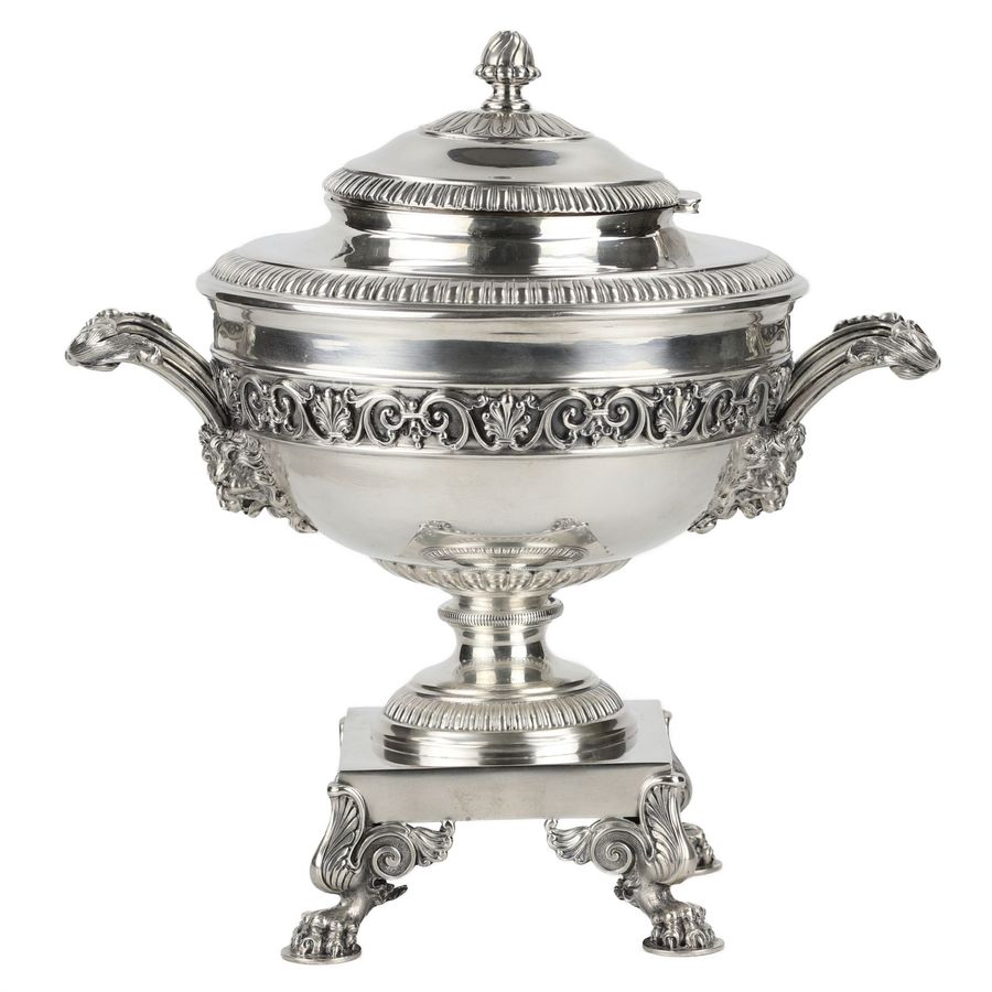 Antique Silver teapot-samovar, First Silver Artel. Saint Petersburg, early 20th century.