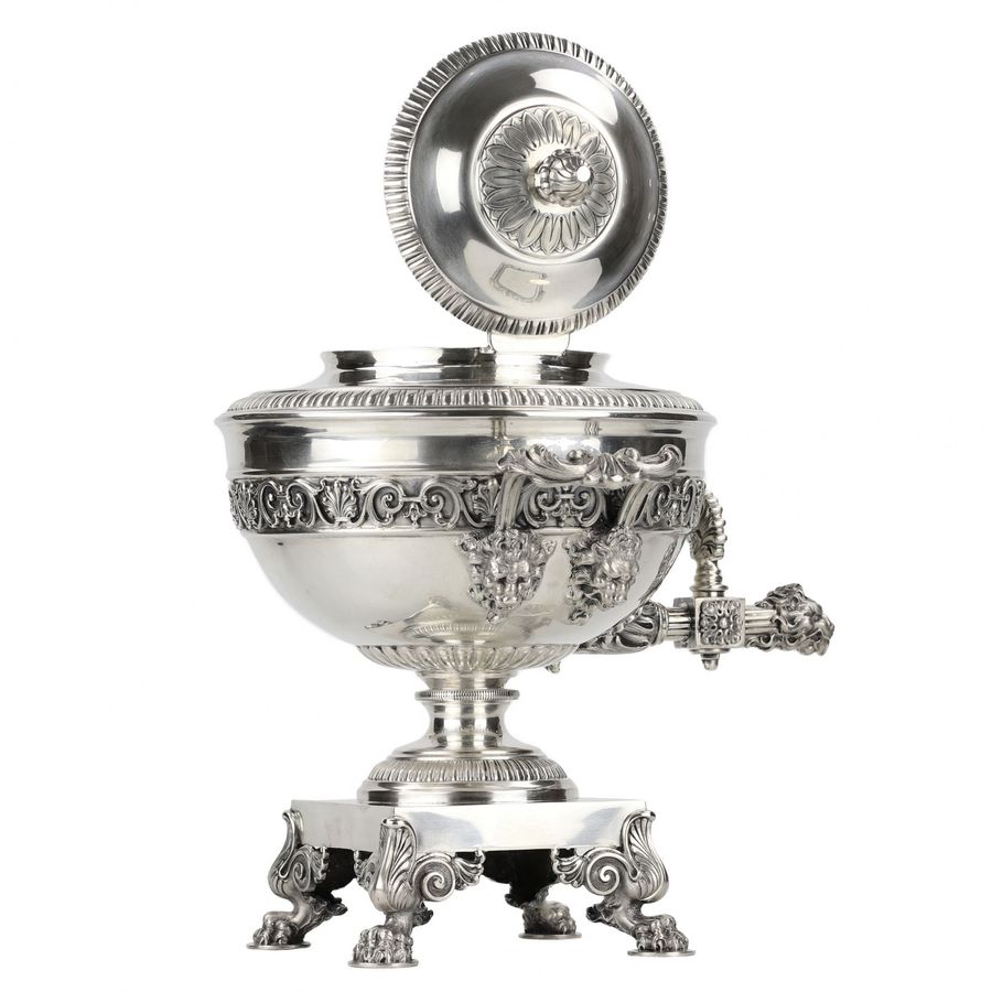 Antique Silver teapot-samovar, First Silver Artel. Saint Petersburg, early 20th century.