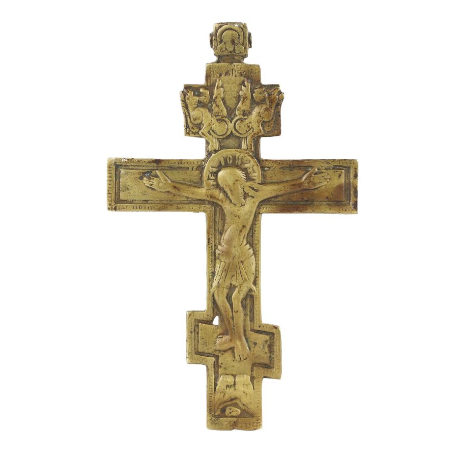 Bronze cross Crucifixion. 19th century.