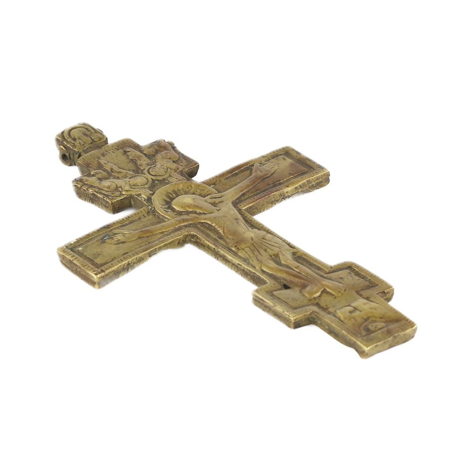 Antique Bronze cross Crucifixion. 19th century.