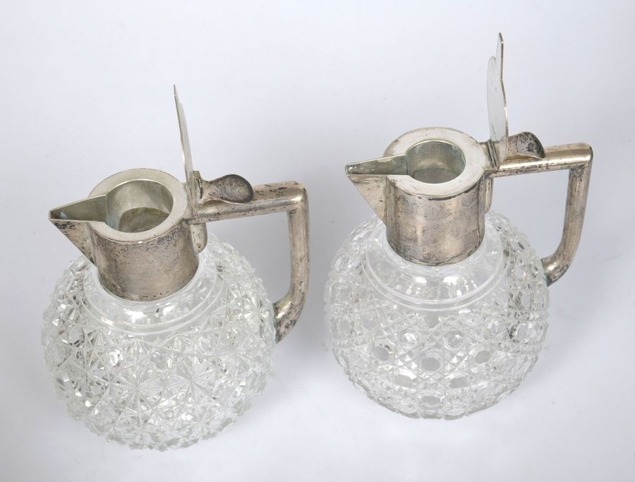 Antique Crystal decanters with silver finish (2 pcs.)