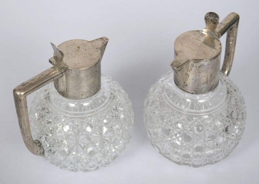 Antique Crystal decanters with silver finish (2 pcs.)