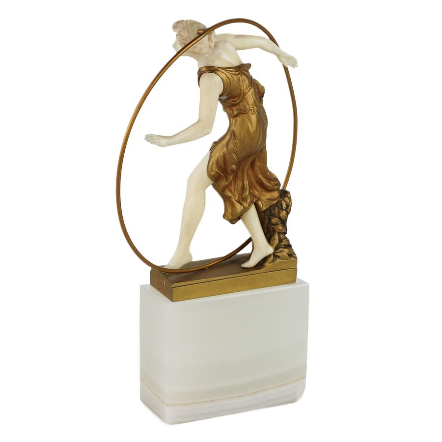 Antique Bronze figure of a Woman with a Hoop, 1920. Georges MORIN (1874-1950)