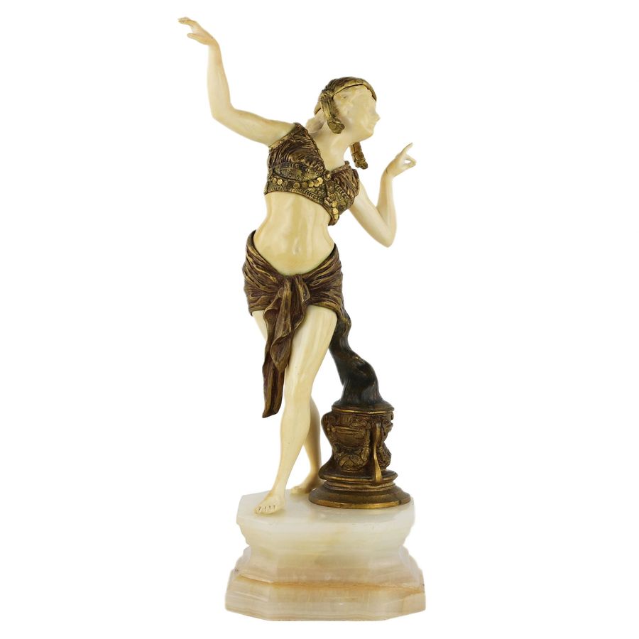 Antique Chryselephantine figurine. Bronze and ivory. Salammbô, circa 1920