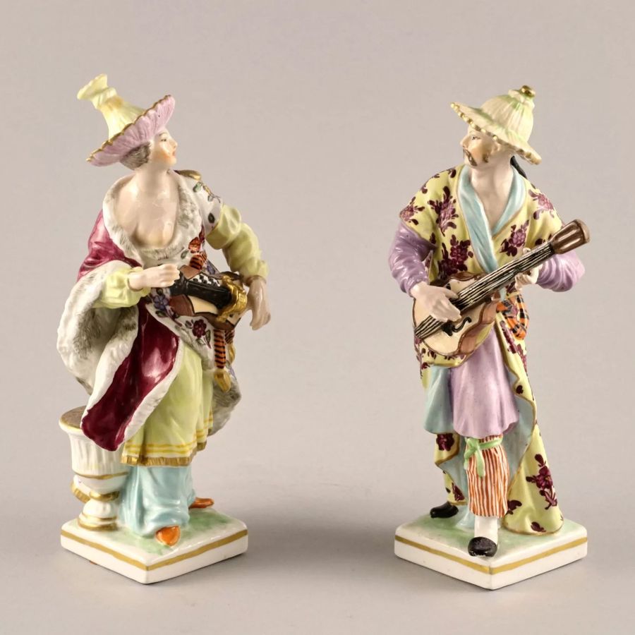 Antique Porcelain pair Chinese Musicians. KPM.