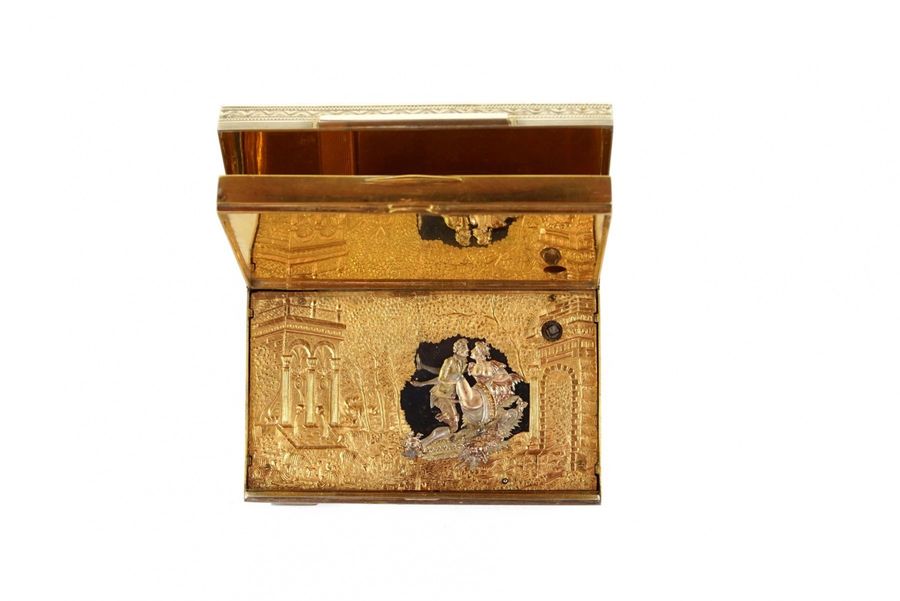 Antique Rare silver erotic musical automatic box.