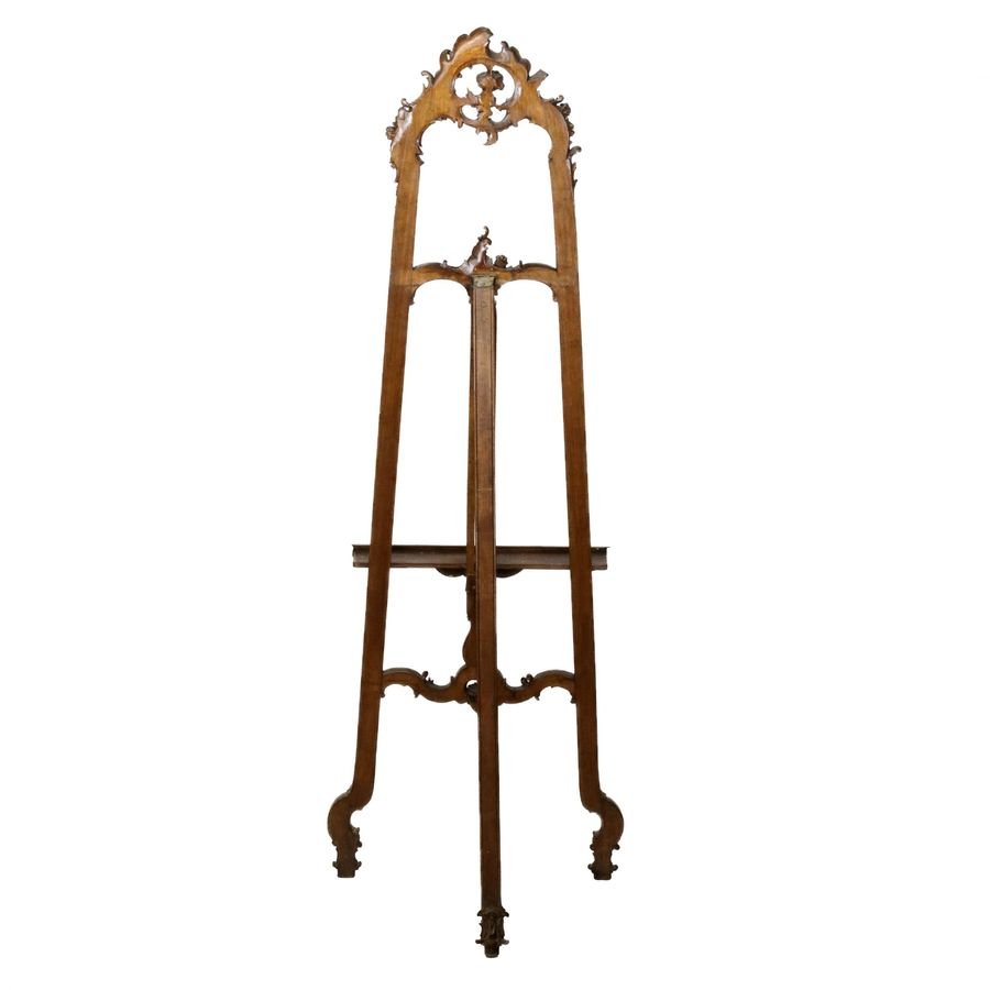 Antique Carved, wooden easel of the turn of the 19th-20th centuries in neo-rococo style.