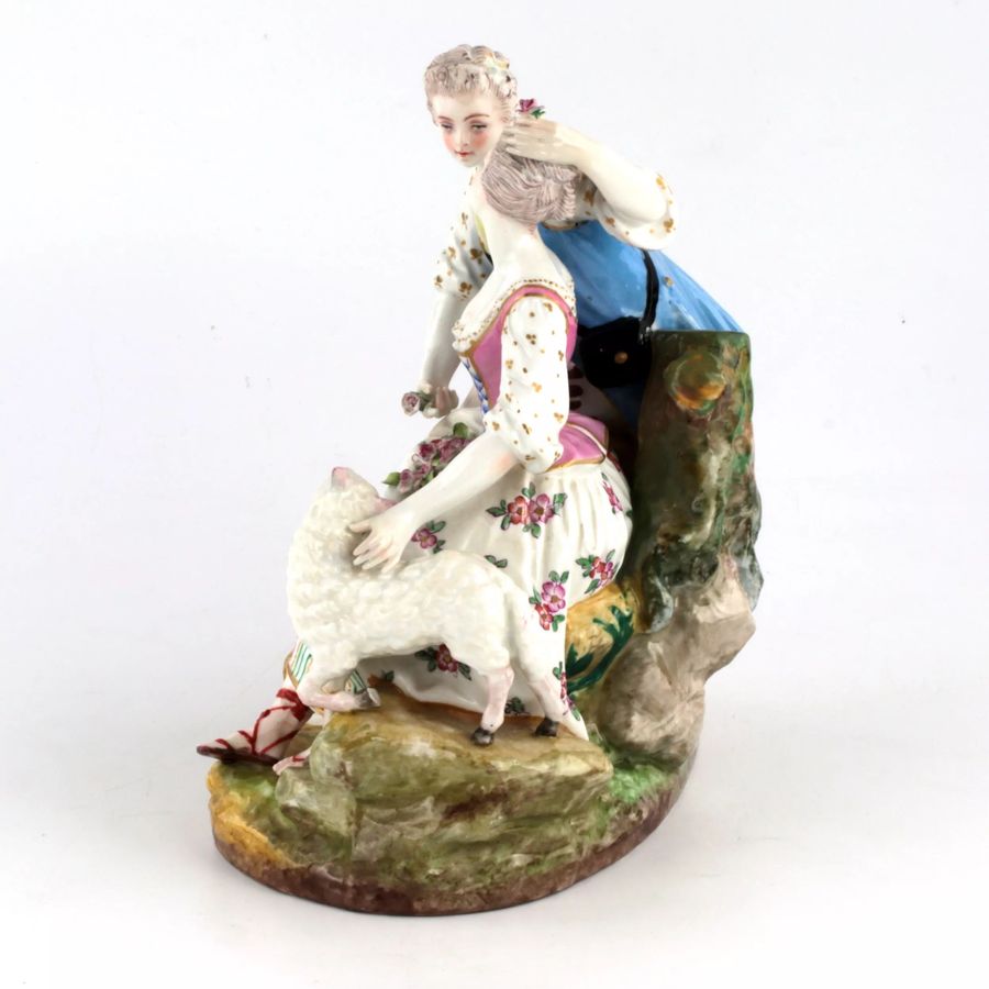 Antique Meissen porcelain composition Couple in love