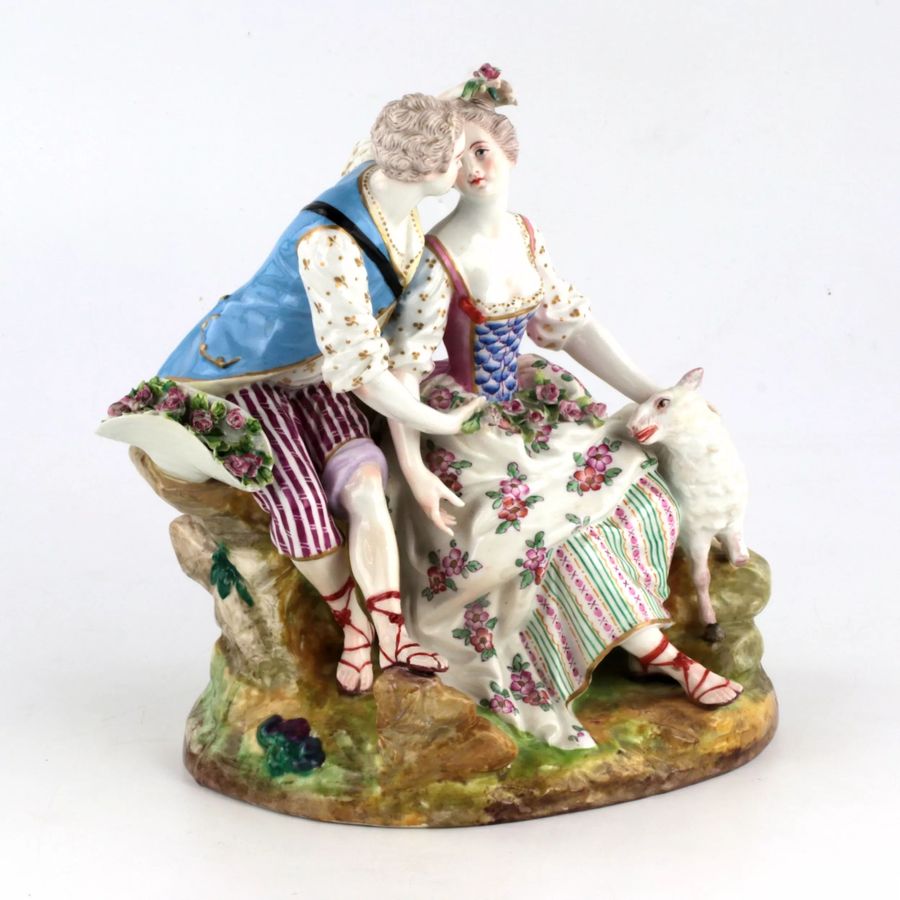 Antique Meissen porcelain composition Couple in love