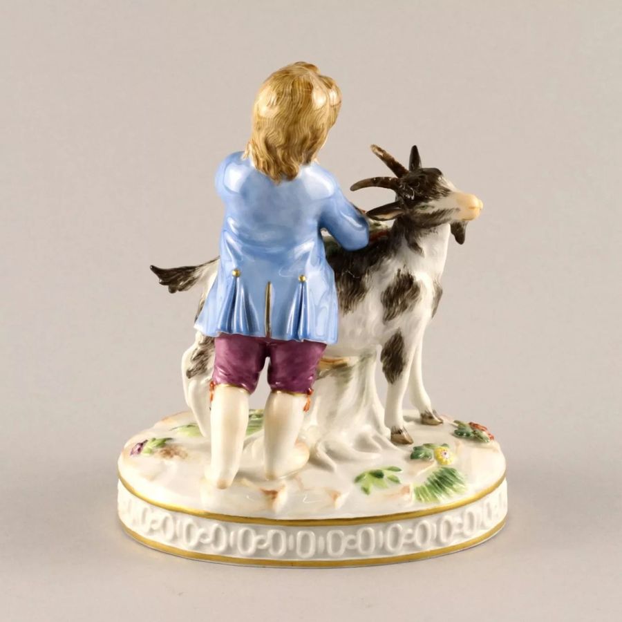 Antique Porcelain figure Boy with a goat. Meissen