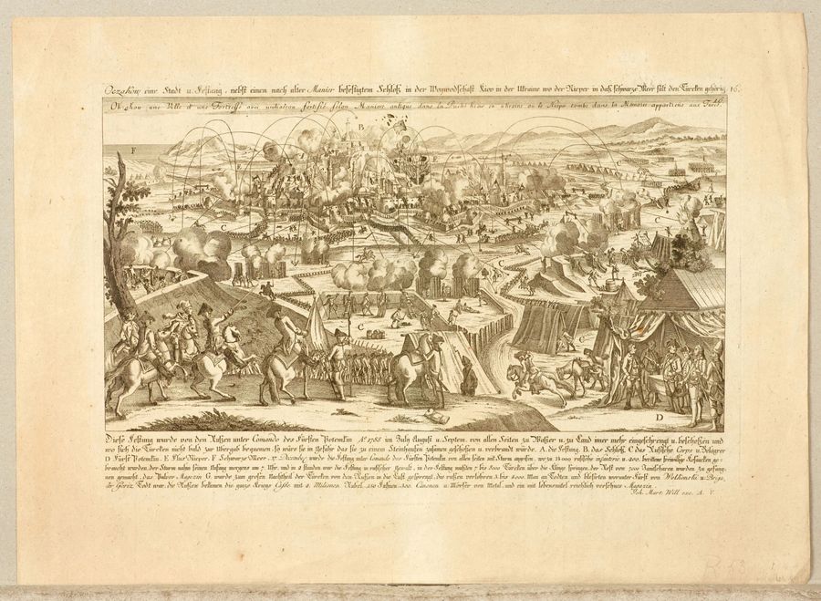 Antique Engraving Siege of Ochakov 1788.