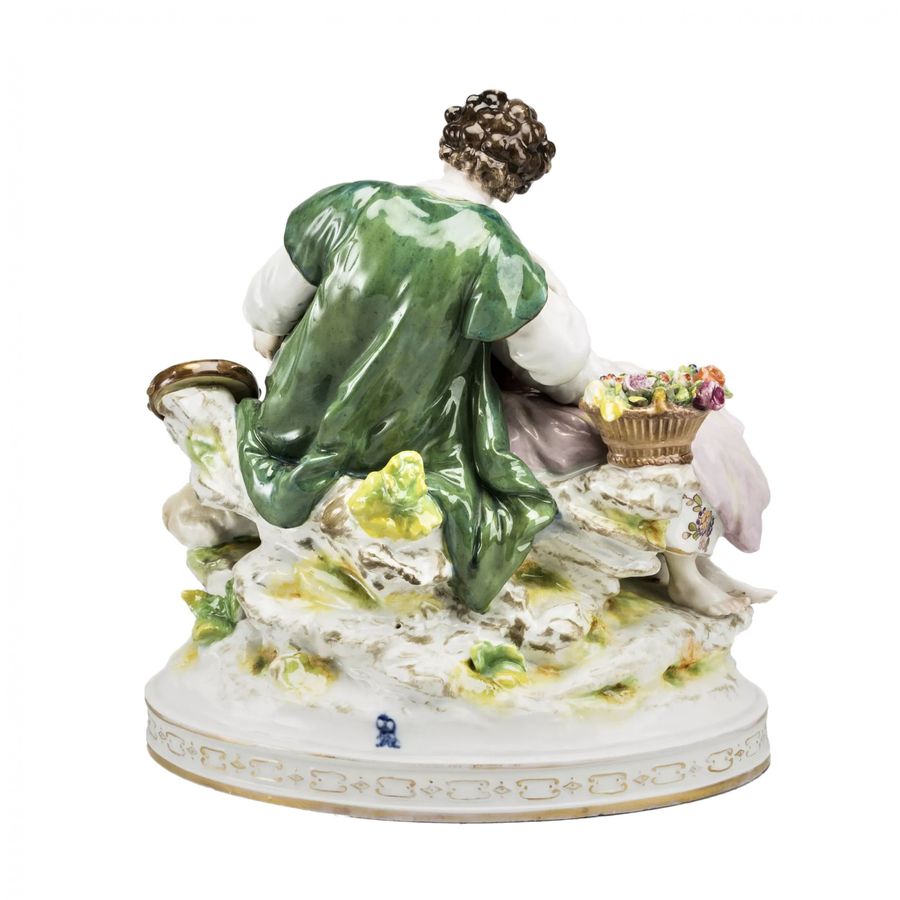 Antique Porcelain group Romantic couple.