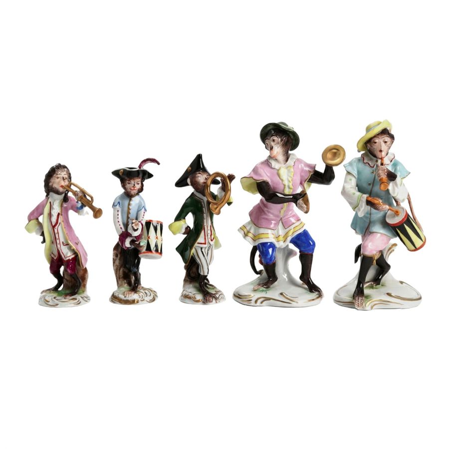 Antique Porcelain group Monkey Orchestra.