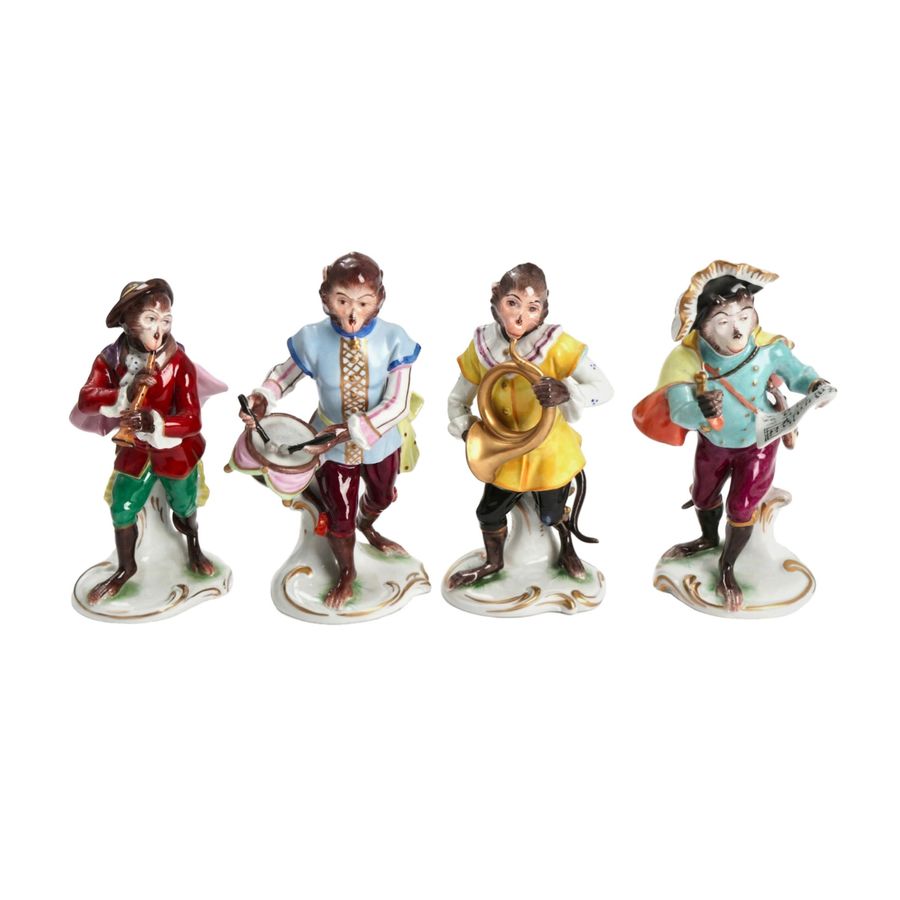 Antique Porcelain group Monkey Orchestra.