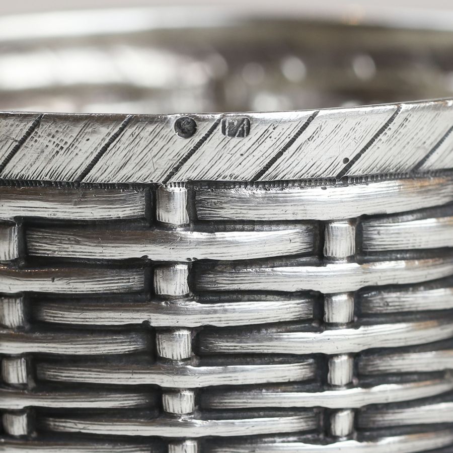 Antique Silver Russian jar is made in the form of a traditional basket. Girshi Lizerin. Moscow 1894